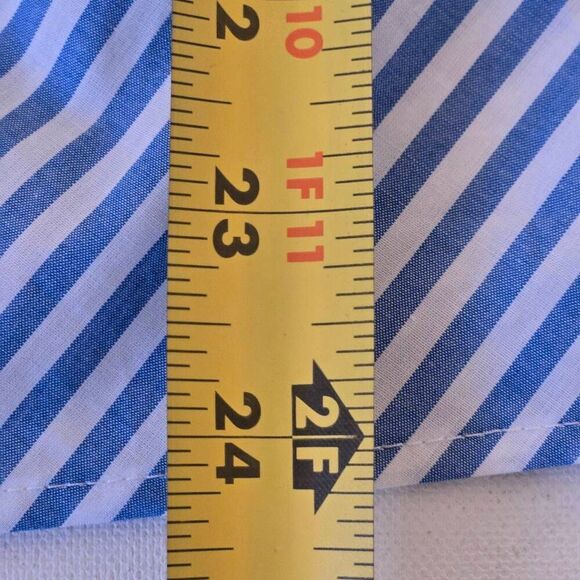 Talbots Womens Sea Breeze Blue White Ruffle Neck Cotton Sleeveless Top Small - Picture 8 of 10